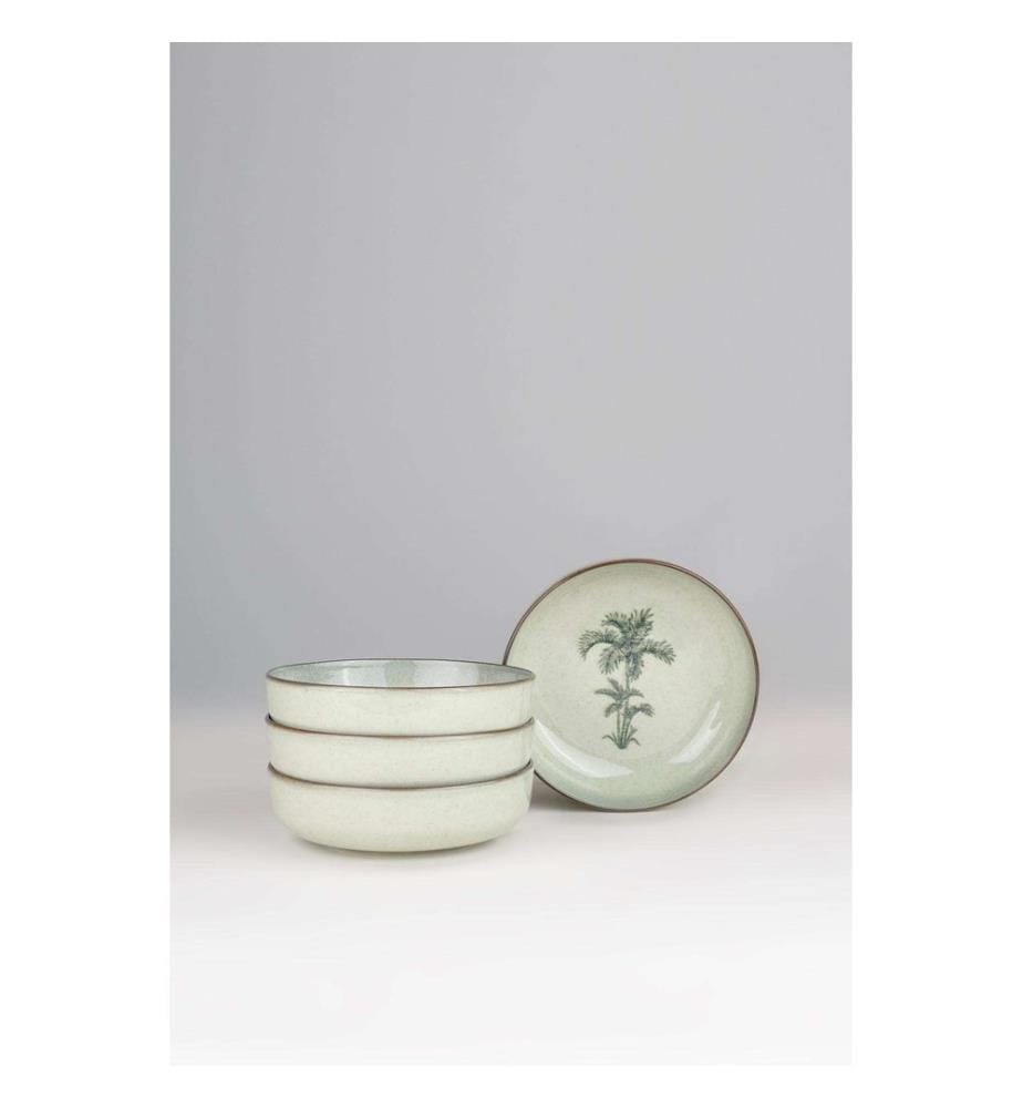 Bowl Set, 4 Pieces, Green, 100% PORCELAIN