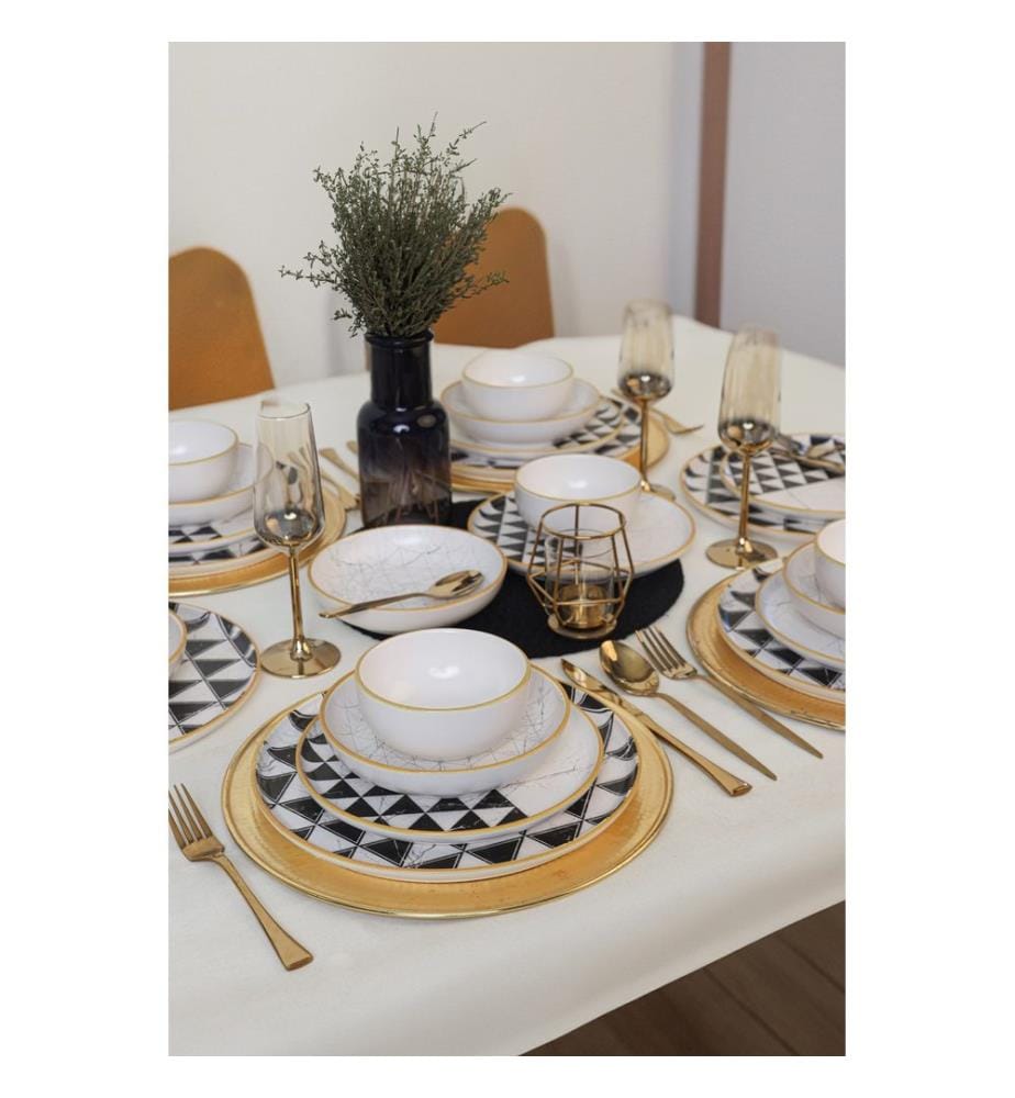 Ceramic Dinner Set, 24 Pieces, Matte White, 100% CERAMIC STONEWARE