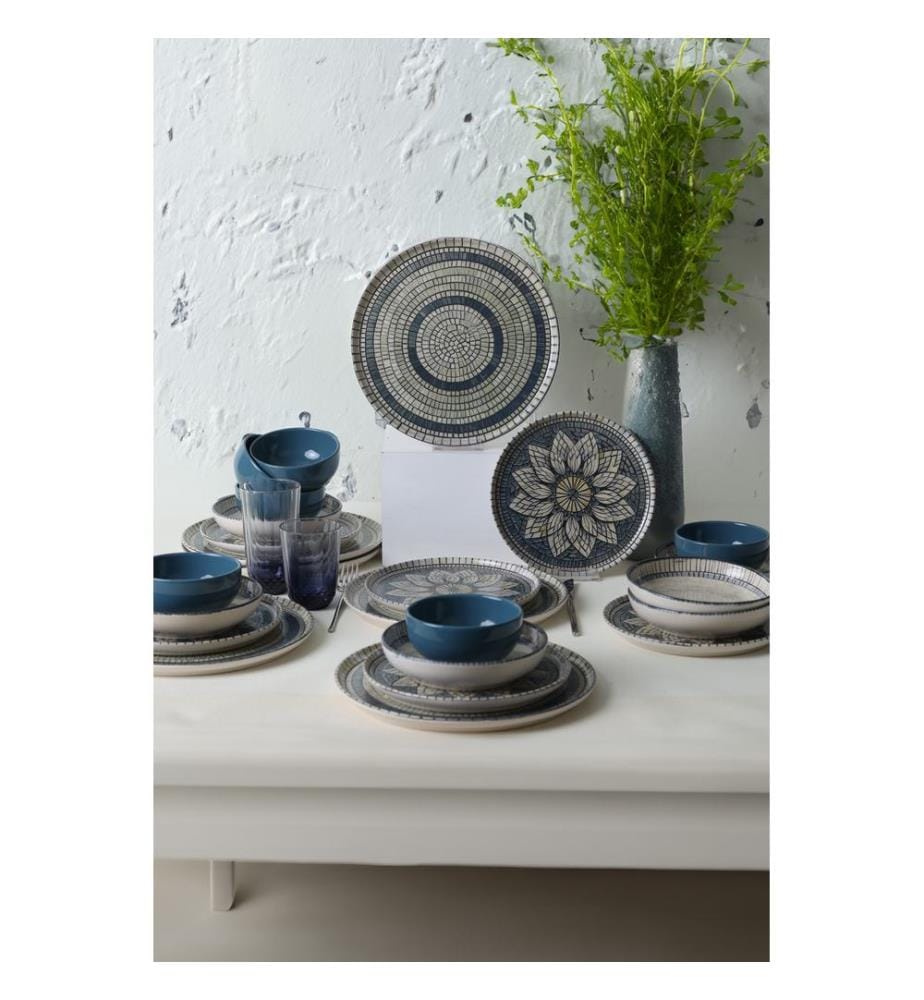 Ceramic Dinner Set, 24 Pieces, Cream, 100% CERAMIC STONEWARE
