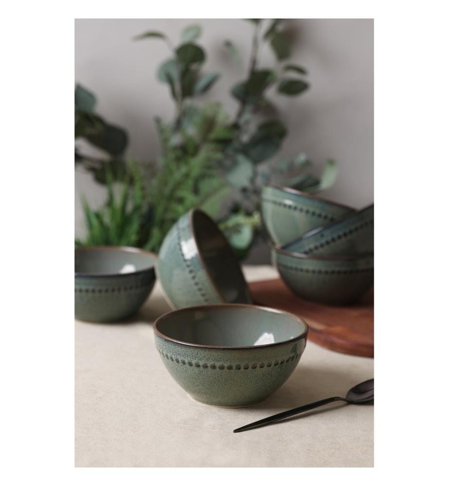 Ceramic Bowl Set, 6 Pieces, Green, 100% CERAMIC STONEWARE