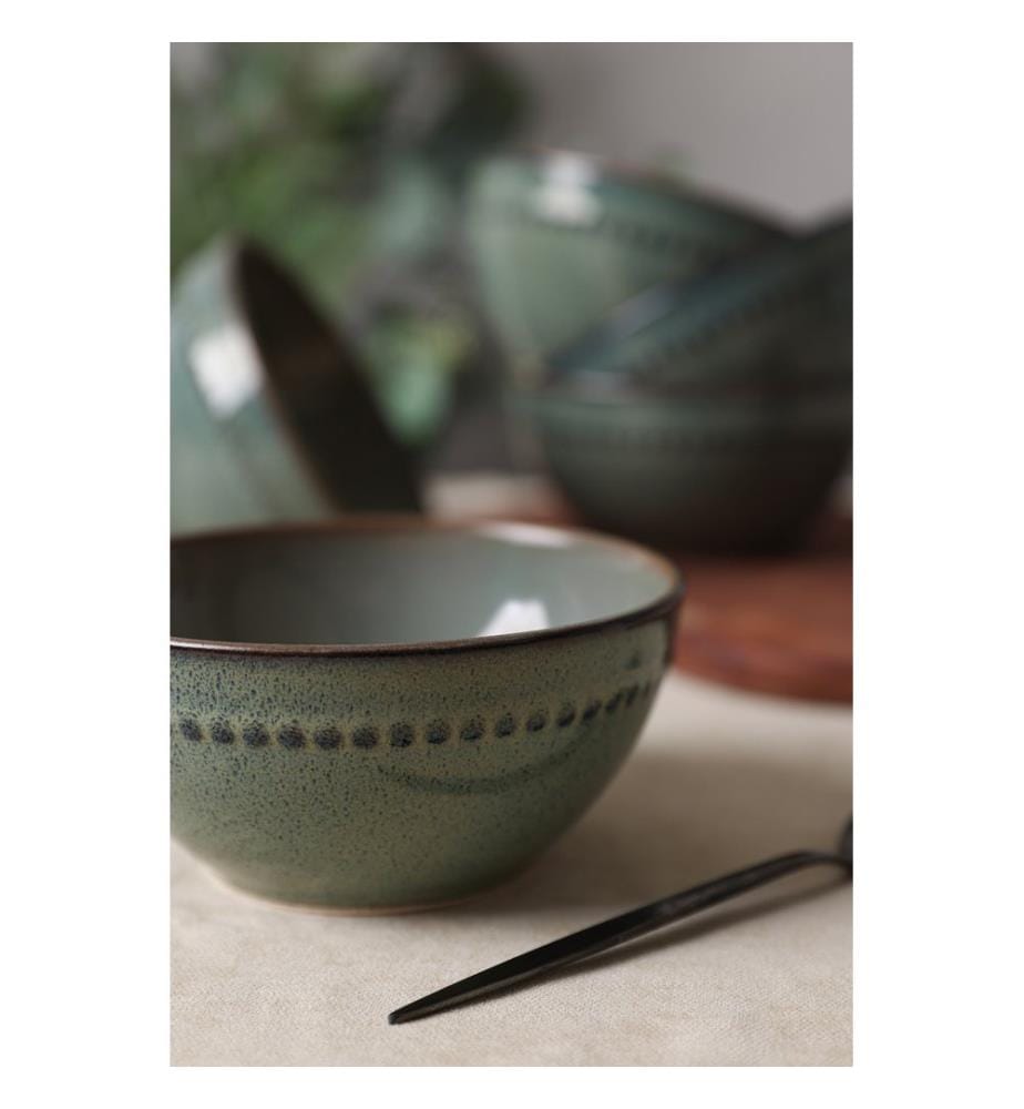Ceramic Bowl Set, 6 Pieces, Green, 100% CERAMIC STONEWARE