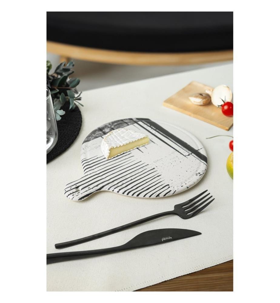 Piatto da formaggio, bianco, nero, 100% CERAMICA STONEWARE