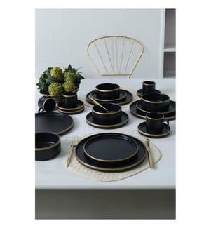 Servizio da tavola, 20 pezzi, nero opaco, 100% CERAMICA Gres