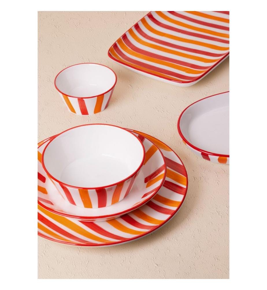 Service Plate Set, 6 Pieces, Orange, 100% CERAMIC