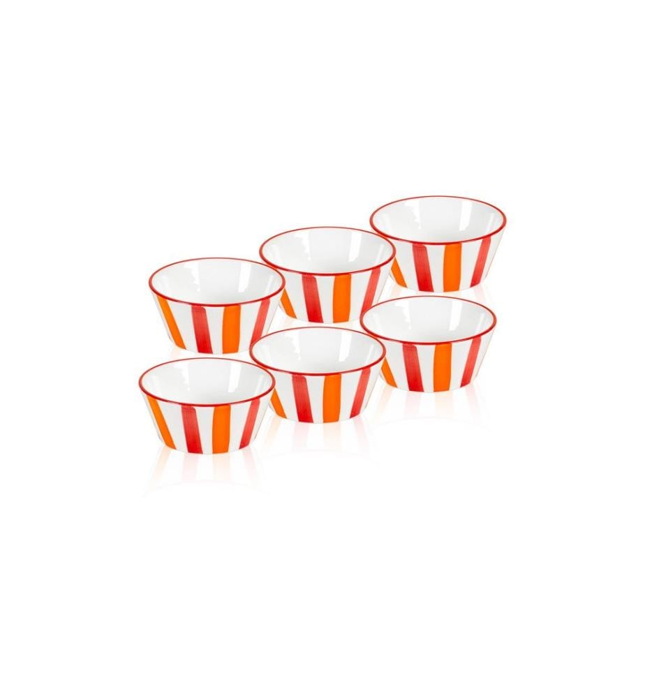 Appetizer Bowl Set, 6 Pieces, Orange, 100% CERAMIC