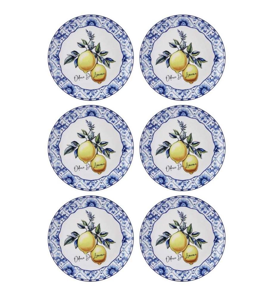 Service Plate Set, 6 Pieces, Yellow, 100% CERAMIC