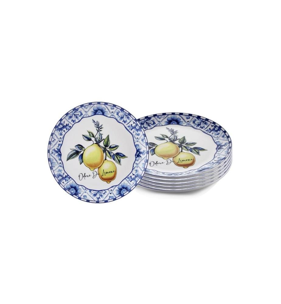 Service Plate Set, 6 Pieces, Yellow, 100% CERAMIC