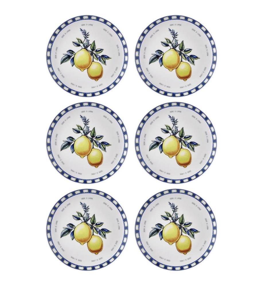 Service Plate Set, 6 Pieces, Yellow, 100% CERAMIC