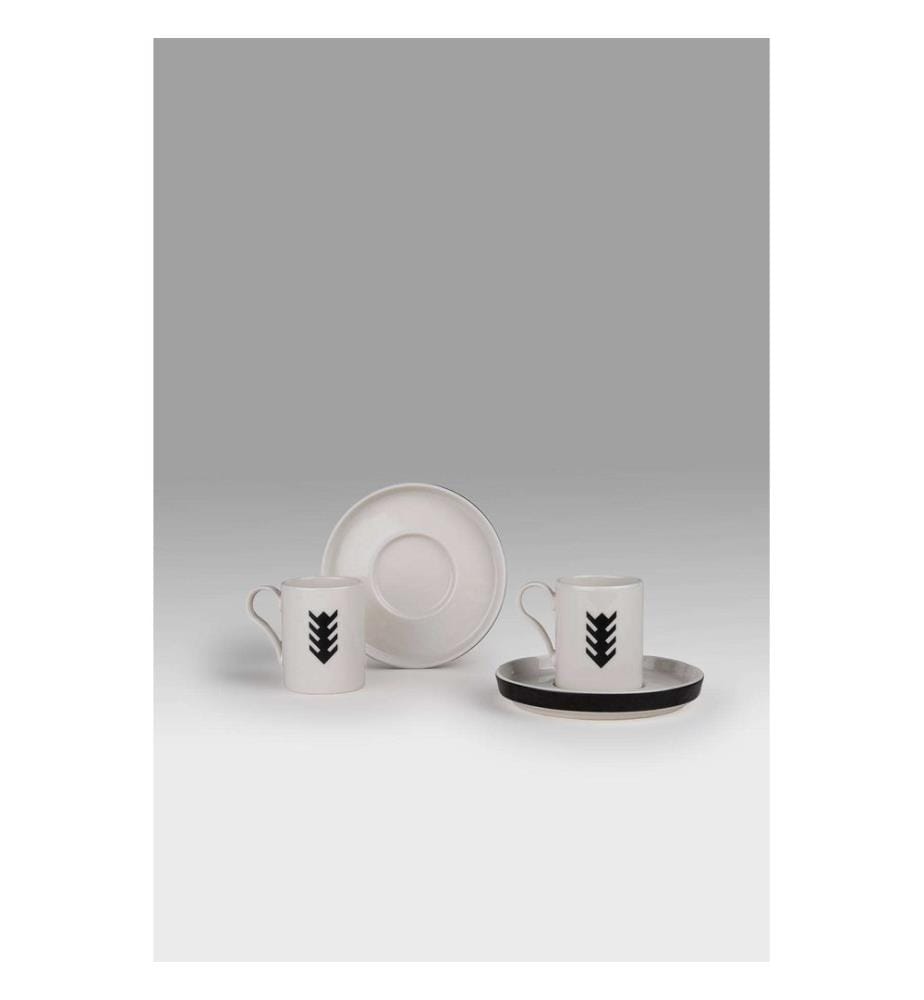 Coffee Cup Set, 4 Pieces, Black, 100% PORCELAIN