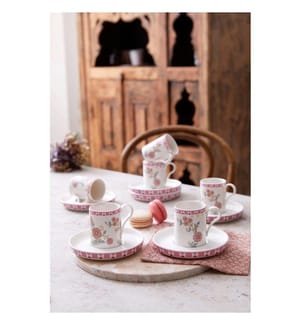 Kaffeetassen-Set, 12-teilig, rosa, 100 % PORZELLAN