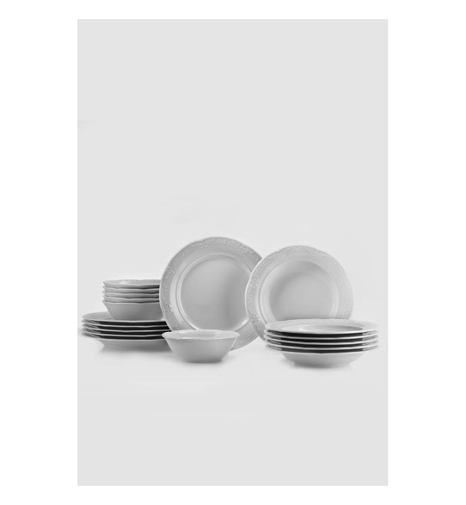 Dinner Set, 18 Pieces, White, 100% Porcelain