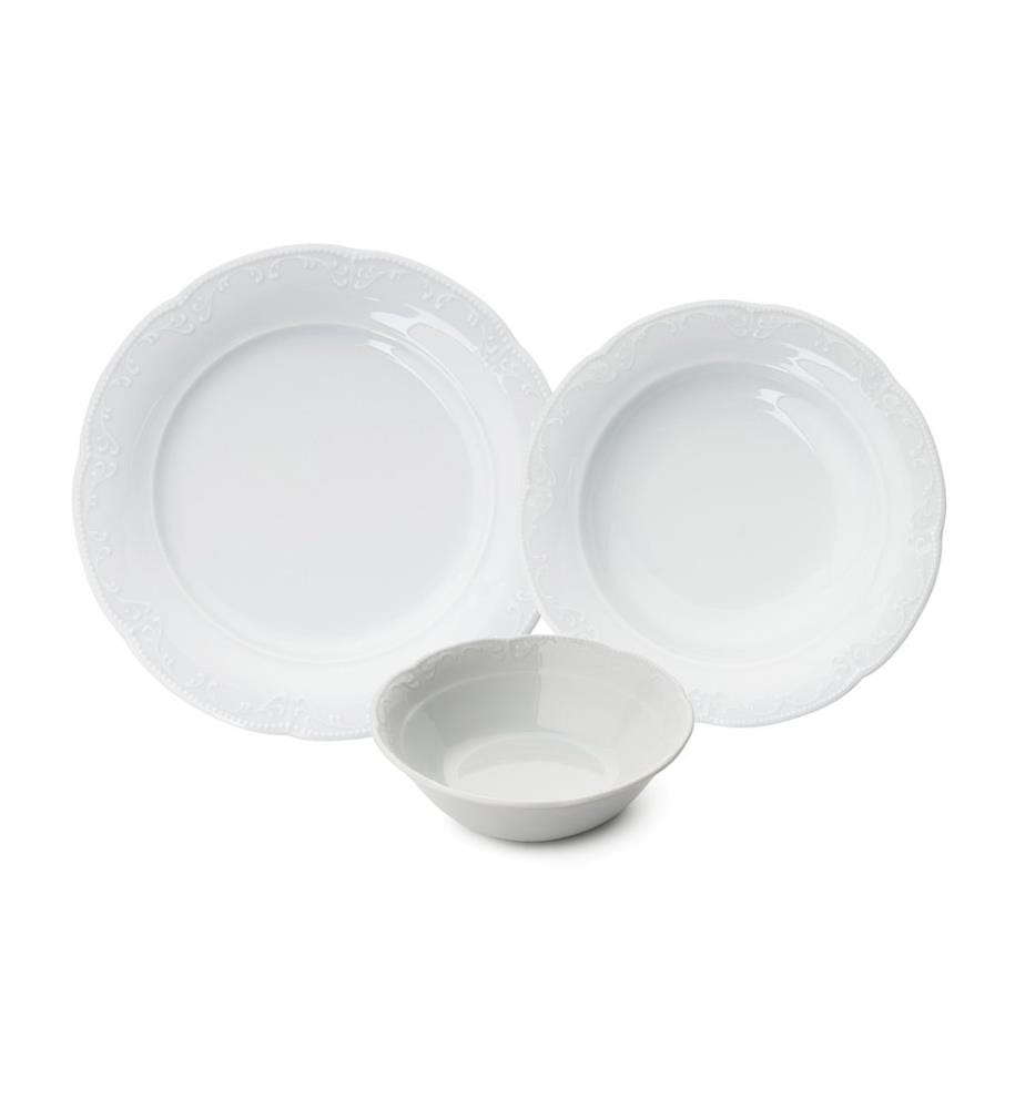 Dinner Set, 18 Pieces, White, 100% Porcelain