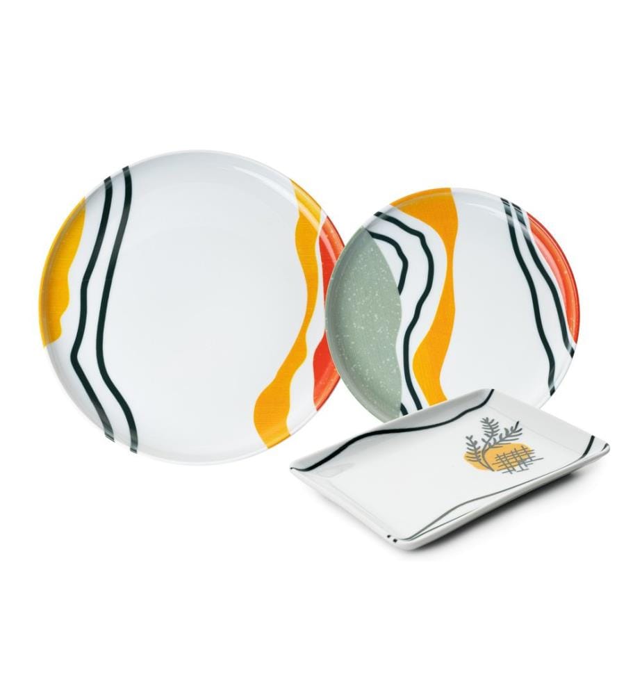 Dinner Set, 18 Pieces, Multicolor, 100% Porcelain