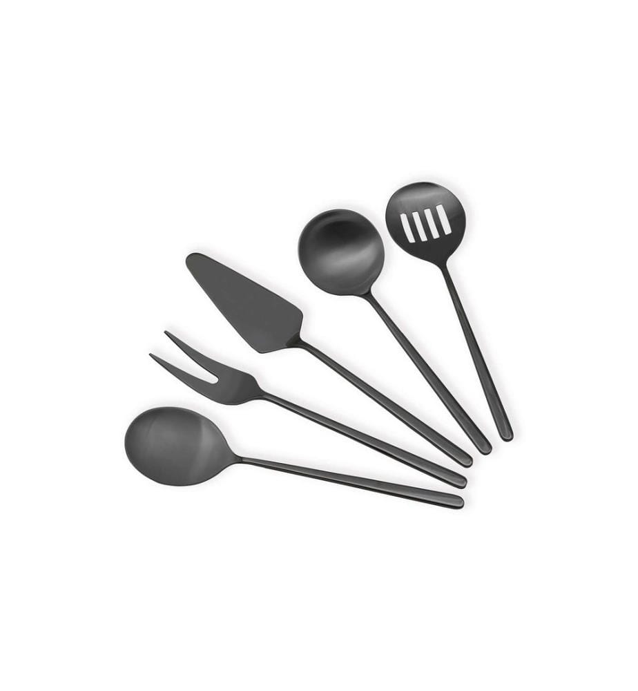 Ensemble de service, 5 pièces, noir, 100 % ACIER INOXYDABLE