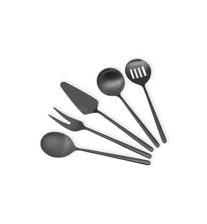 Ensemble de service, 5 pièces, noir, 100 % ACIER INOXYDABLE