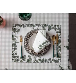 Set di tovagliette, 4 pezzi, verde, bianco, tessuto: 100% COTONE