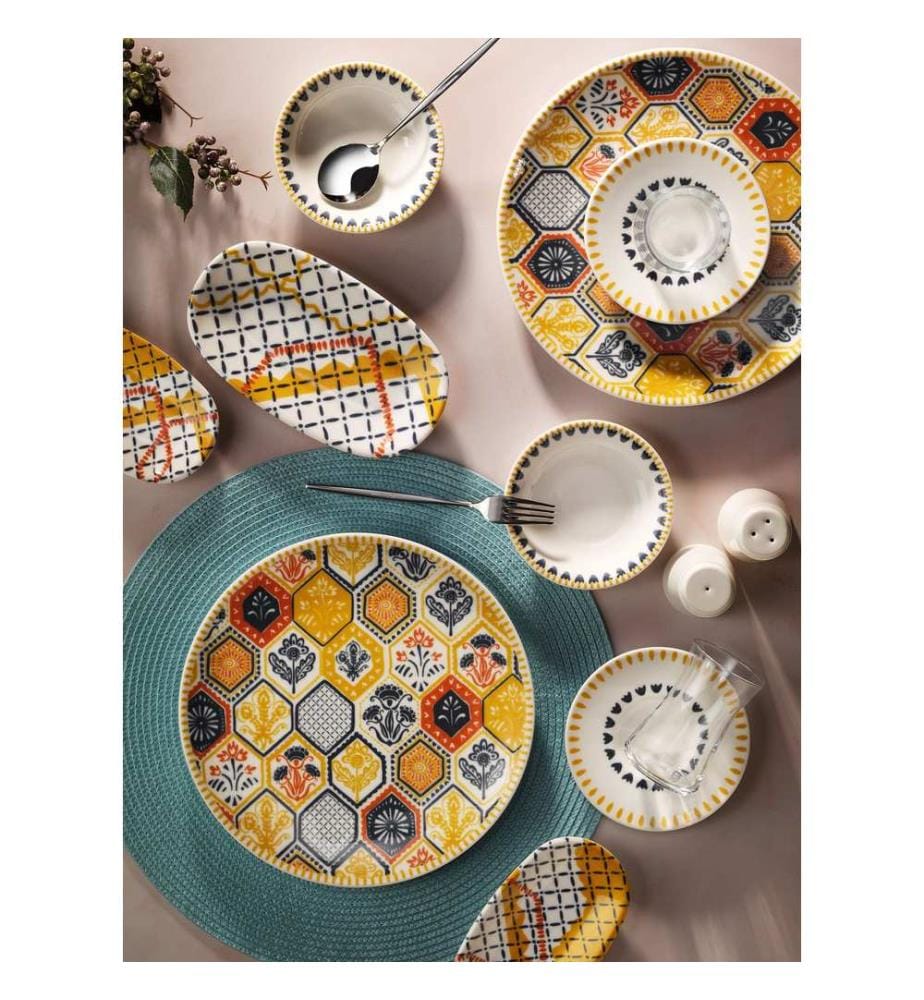 Breakfast Set, 30 Pieces, Multicolor, 100% PORCELAIN