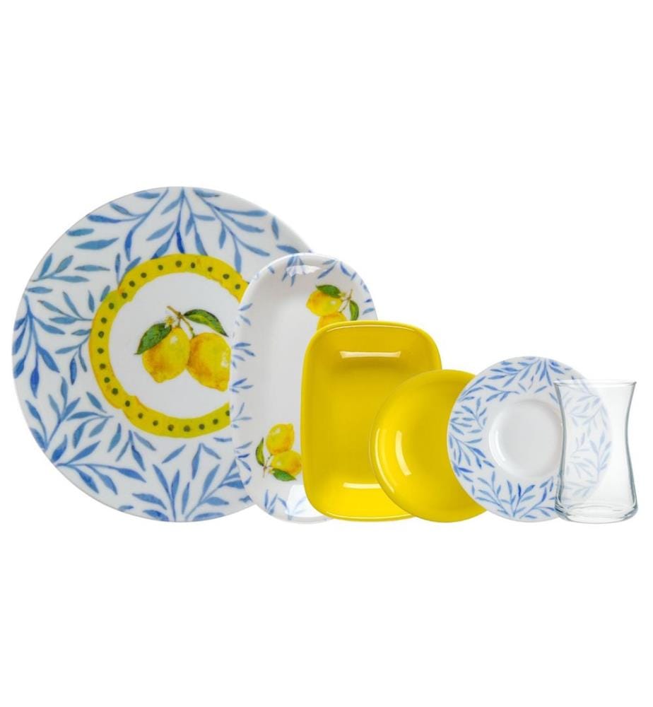 Breakfast Set, 26 Pieces, Multicolor, 100% PORCELAIN