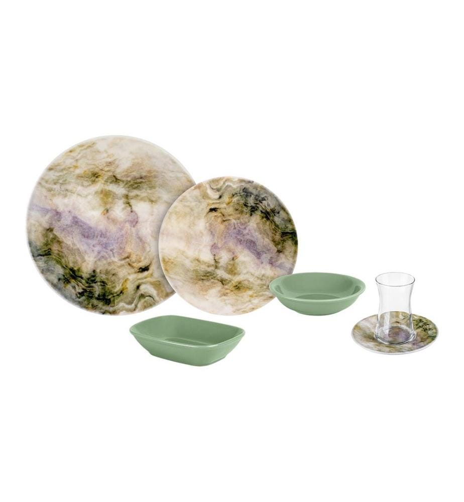 Breakfast Set, 25 Pieces, Multicolor, 100% PORCELAIN