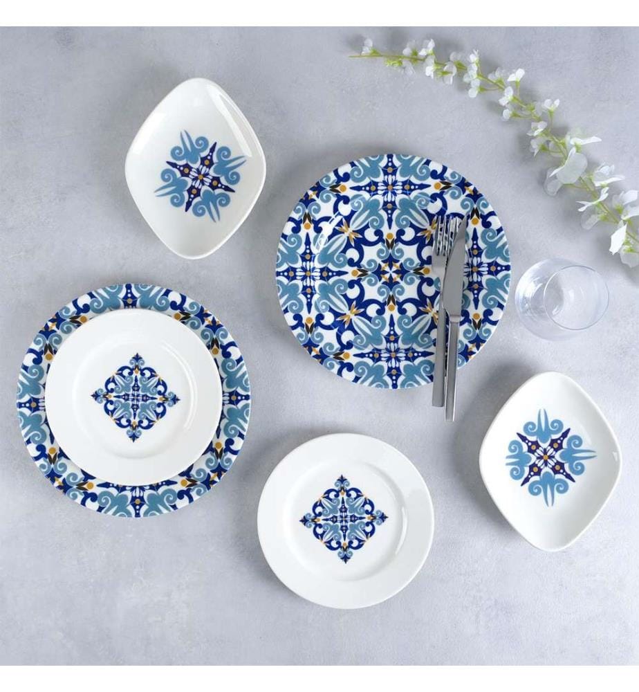 Breakfast Set, 18 Pieces, Multicolor, 100% PORCELAIN