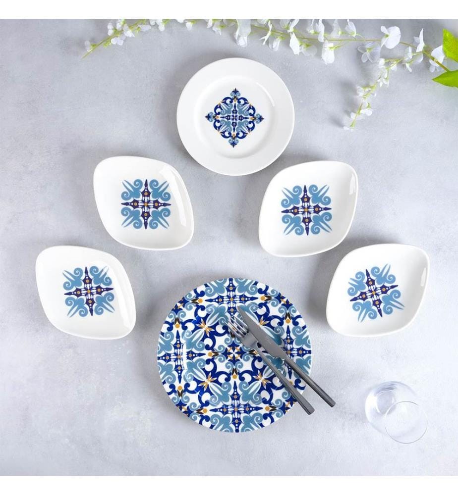 Breakfast Set, 18 Pieces, Multicolor, 100% PORCELAIN