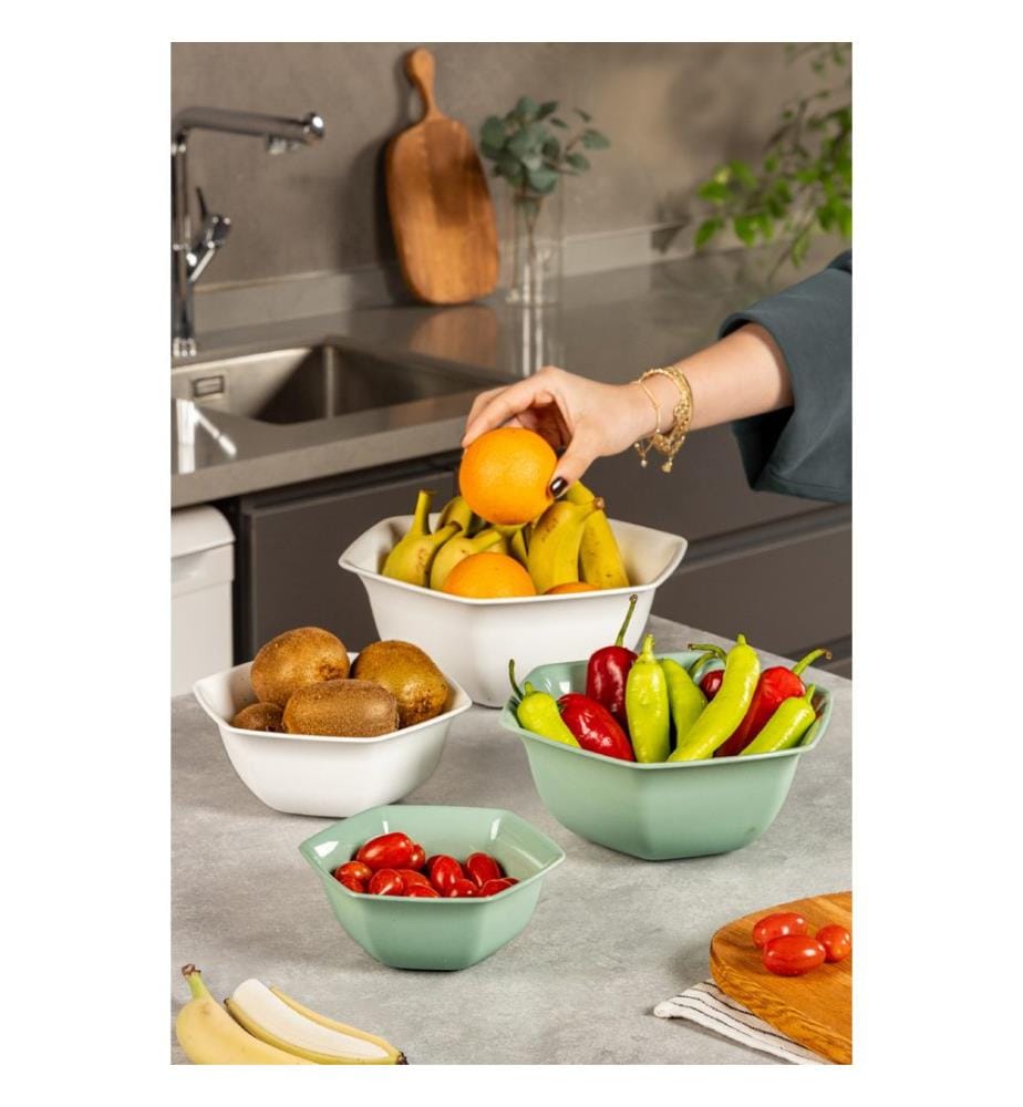 Bowl Set, 4 Pieces, Green, 100% PLASTIC