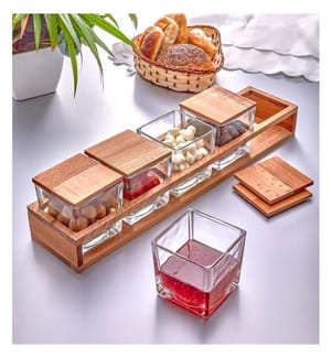 Frühstücksset, 11-teilig, 100 % Glas, transparent, natürlich