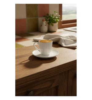 Kaffeetassen-Set, 12-teilig, 100 % Porzellan, Weiss, Silber