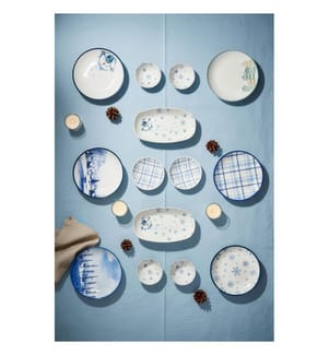 Frühstücksset, 14-teilig, 100 % Porzellan, Blau, Weiss, Grün