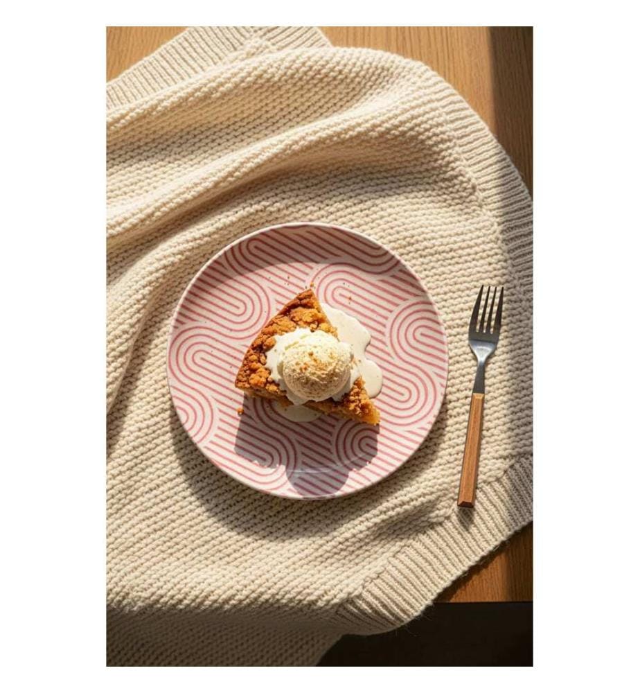 Service d'assiettes à dessert, 6 pièces, 100 % porcelaine, rose, bleu, vert
