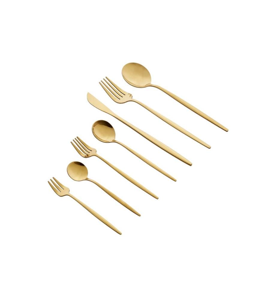 Besteckset, 42-teilig, 100 % Edelstahl, Gold