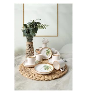 Kaffeetassen-Set, 12-teilig, 100 % Steingut, Weiss, Gelb, Grün