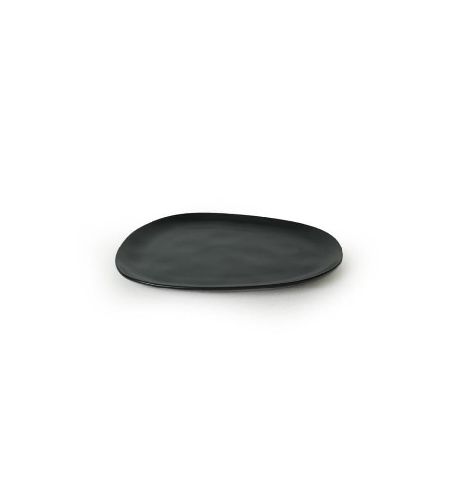 Service de 6 assiettes, 100 % grès cérame, noir mat