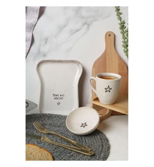 Frühstücksset, 3-teilig, 100 % Steingut, Creme