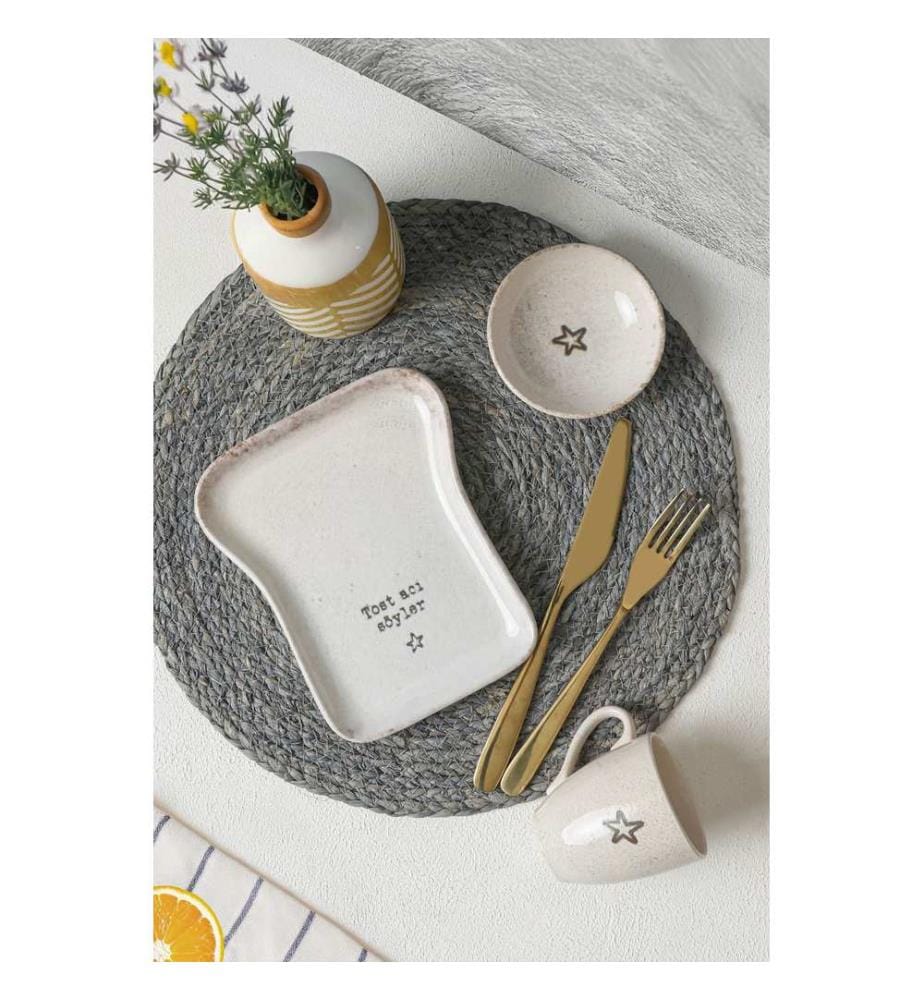 Service à petit-déjeuner, 3 pièces, 100 % faïence, couleur crème