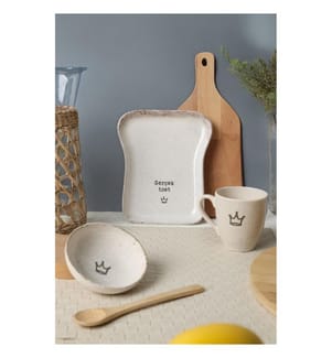Frühstücksset, 3-teilig, 100 % Steingut, Creme