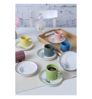 Kaffeetassen-Set, 12-teilig, 100 % Keramik, mehrfarbig