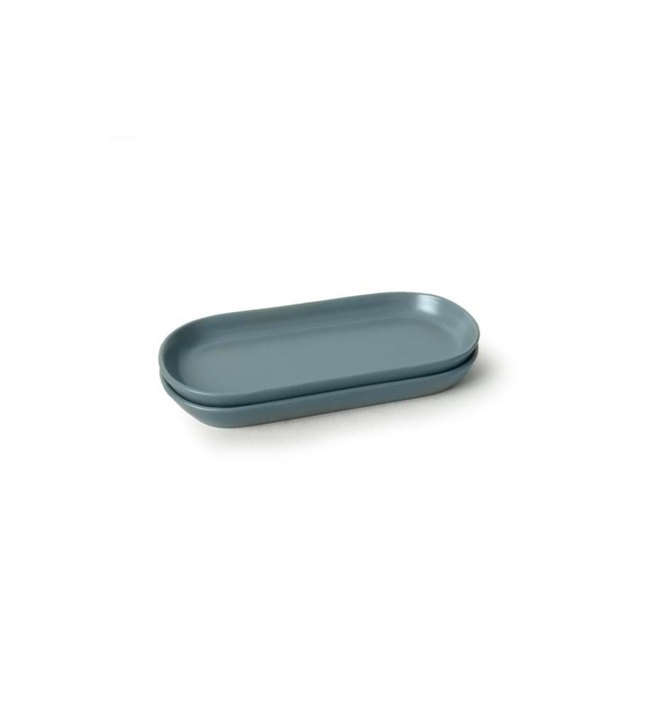 Service de 2 assiettes, 100 % grès cérame, vert mat