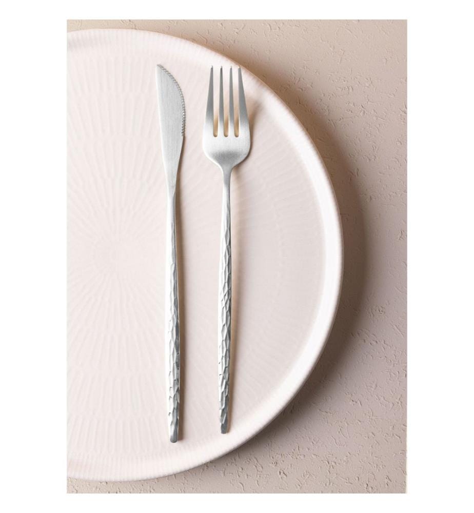 Besteckset, 24-teilig, 100 % Edelstahl, Mattsilber