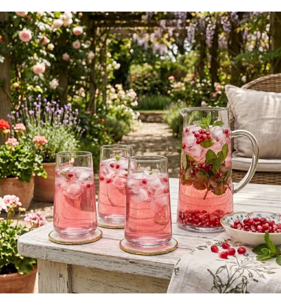 Service de verres, 6 pièces, 100 % verre, transparent