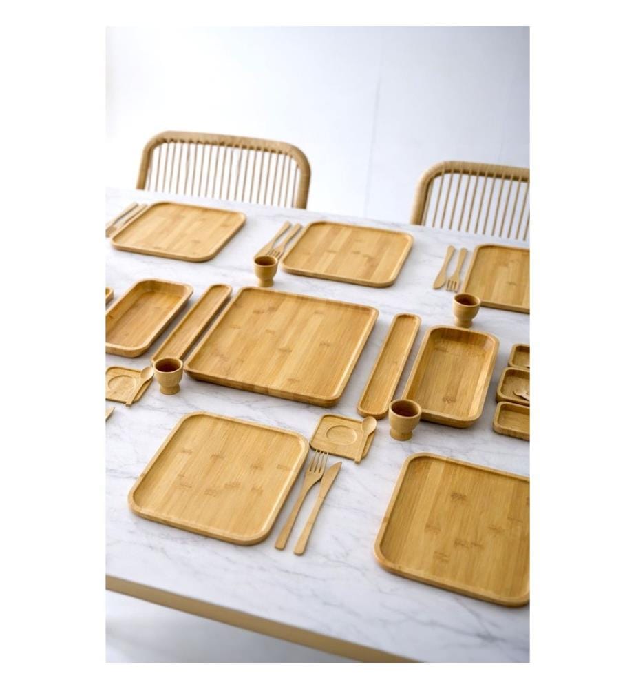 Service à petit-déjeuner, 57 pièces, 100 % bambou naturel