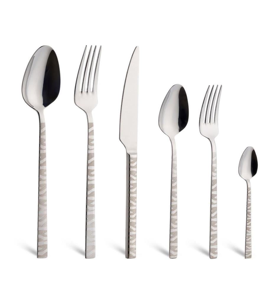 Ensemble de couverts, 36 pièces, 100 % acier inoxydable, argent