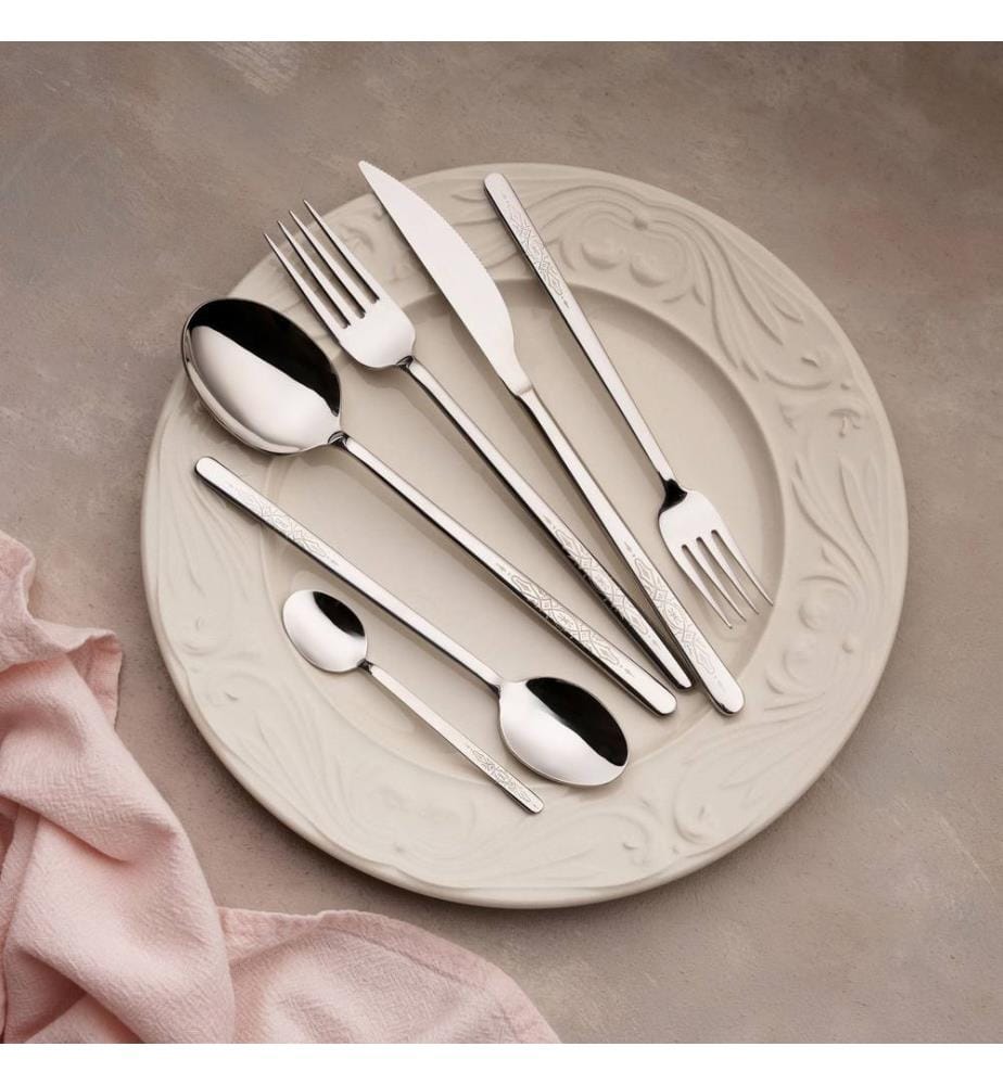 Ensemble de couverts, 36 pièces, 100 % acier inoxydable, argent