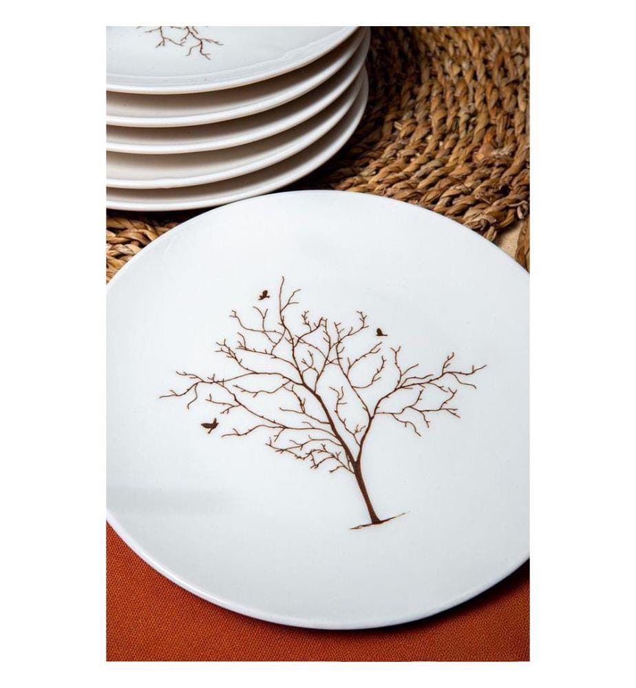 Service d'assiettes à dessert, 6 pièces, 100 % porcelaine, blanc