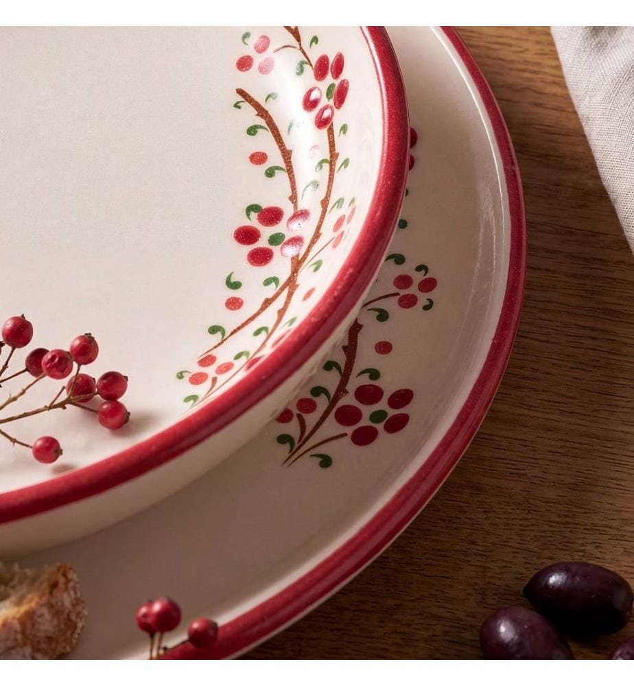 Service à petit-déjeuner, 14 pièces, 100 % céramique, rouge