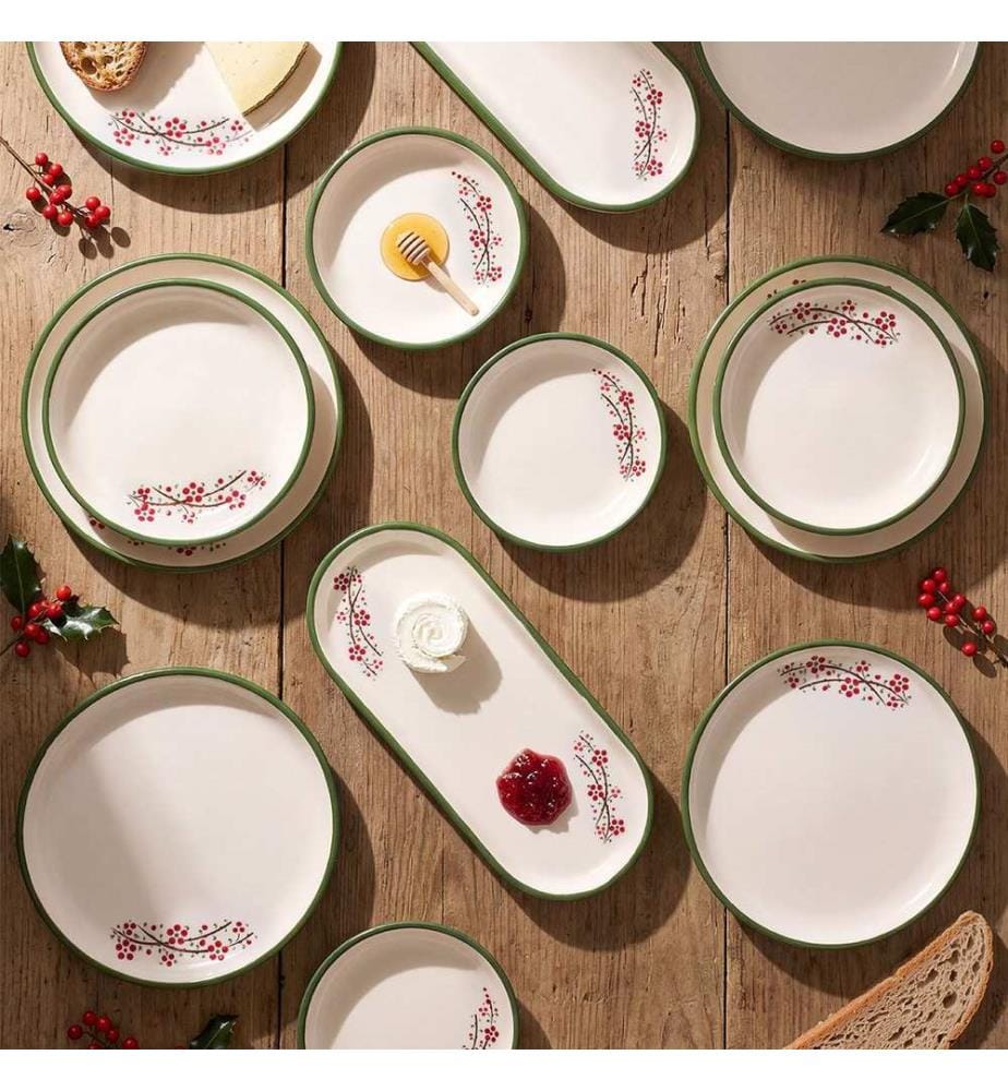 Service à petit-déjeuner, 14 pièces, 100 % céramique, vert