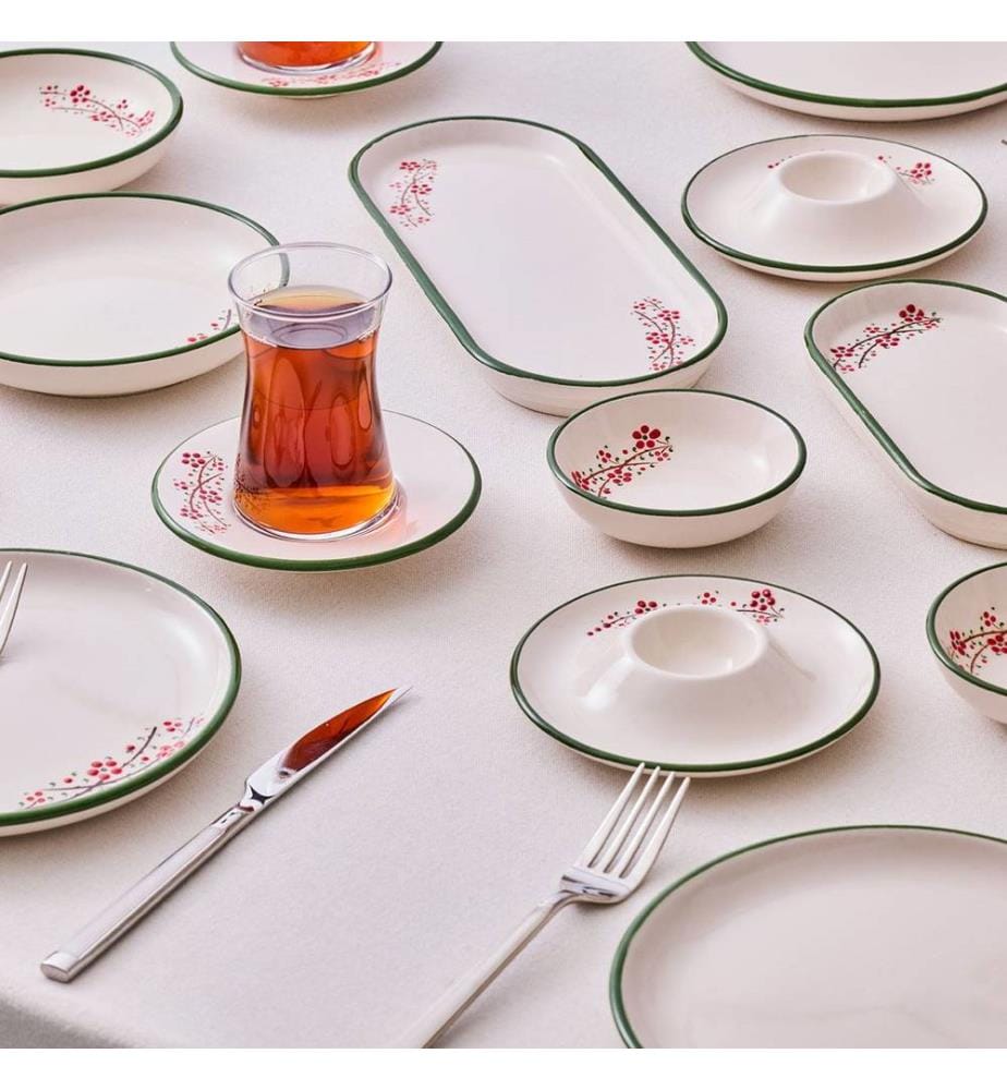 Service à petit-déjeuner, 36 pièces, 100 % céramique, vert