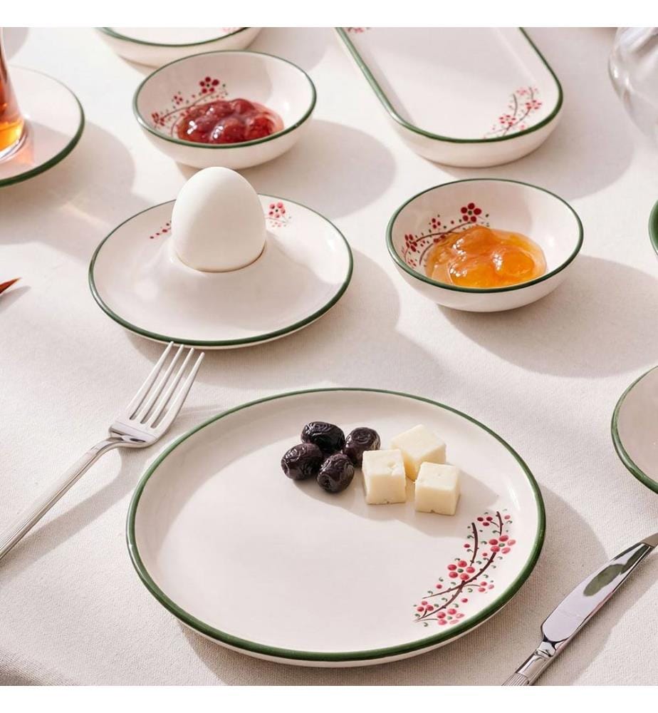 Service à petit-déjeuner, 36 pièces, 100 % céramique, vert