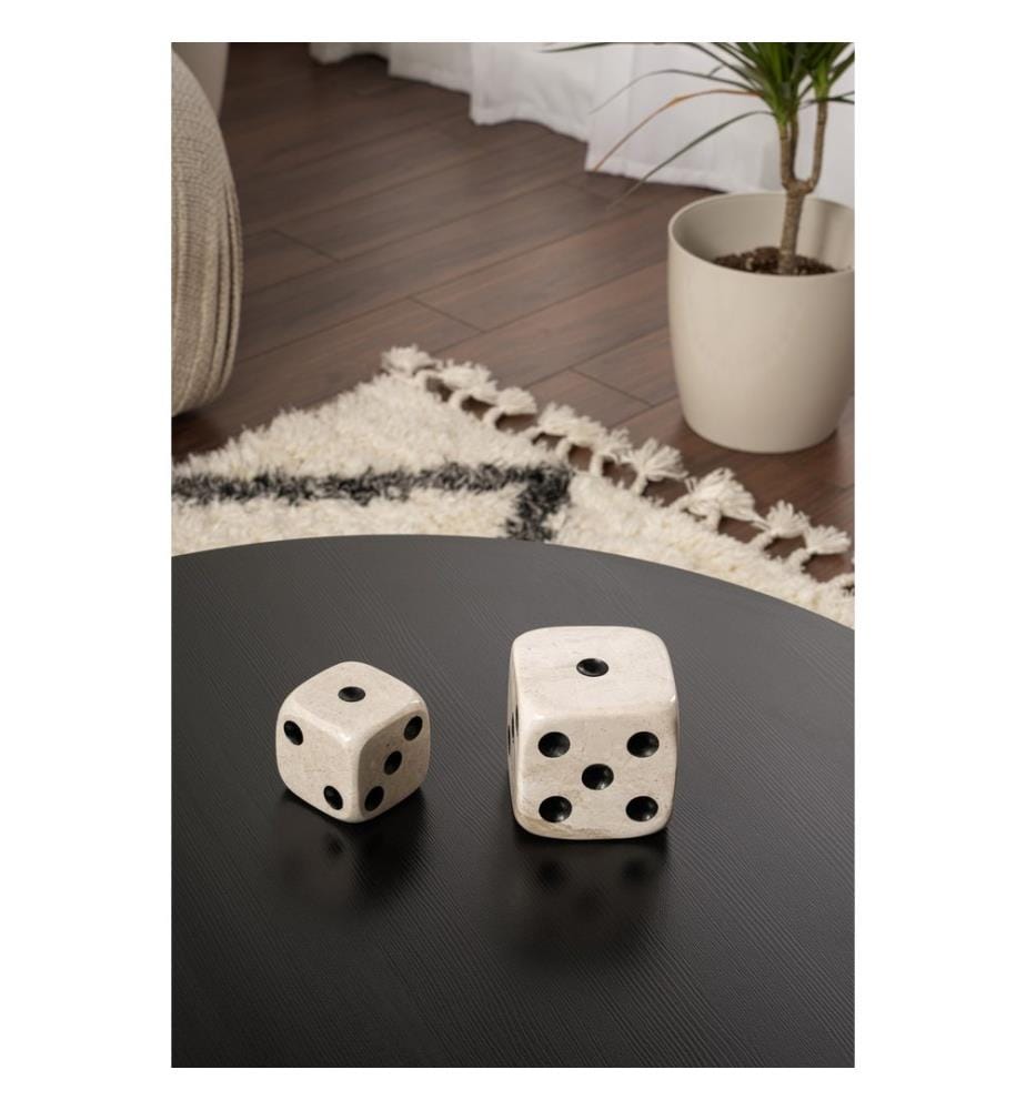 Ensemble d'objets décoratifs, 2 pièces, beige, noir, 100 % marbre