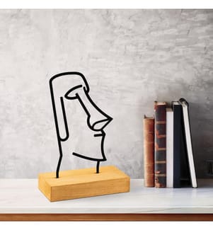 Objet décoratif, en bois, noir, 100% métal (Epaisseur : 1,5 Mm), socle : 100% bois (Epaisseur : 4 cm)